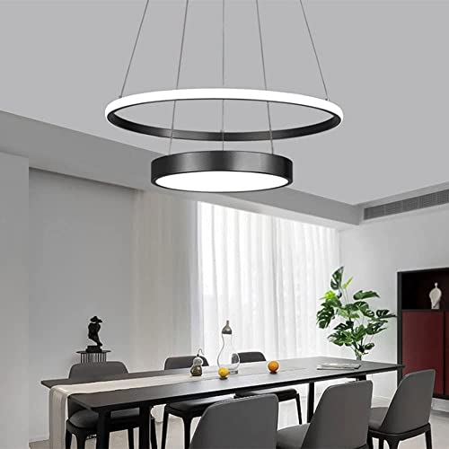 Lustre LED moderne 40W noir à intensité variable avec télécommande pour cuisine