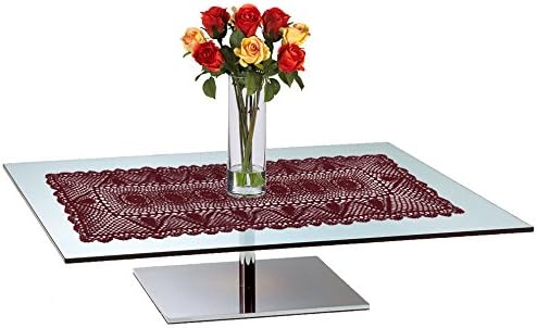 Exquisite Handmade Crochet Lace Table Runner Placement, Sized - 16 X 54 Inches, Burgundy Color