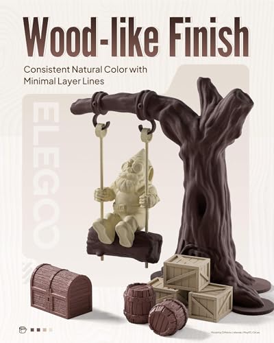 Image of ELEGOO Wood PLA Filament Bundle 1.75mm 4KG, Real Wood Flour Added 3D Printer Filament, 4pcs 1kg Spool(2.2lbs) Fits for Most FDM 3D Printers