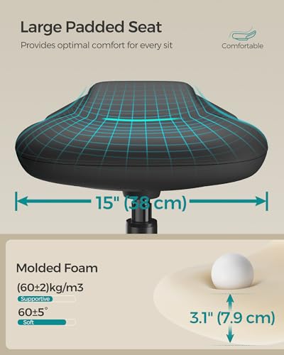 Image of SONGMICS Ergonomic Wobble Stool, Height Adjustable Standing Desk Stool 23.6-33.3 Inches, Swivel Balance Chair with Non-Slip Base, Standing Chair, for Active Sitting, Office, Home, Ink Black UOSC12BK