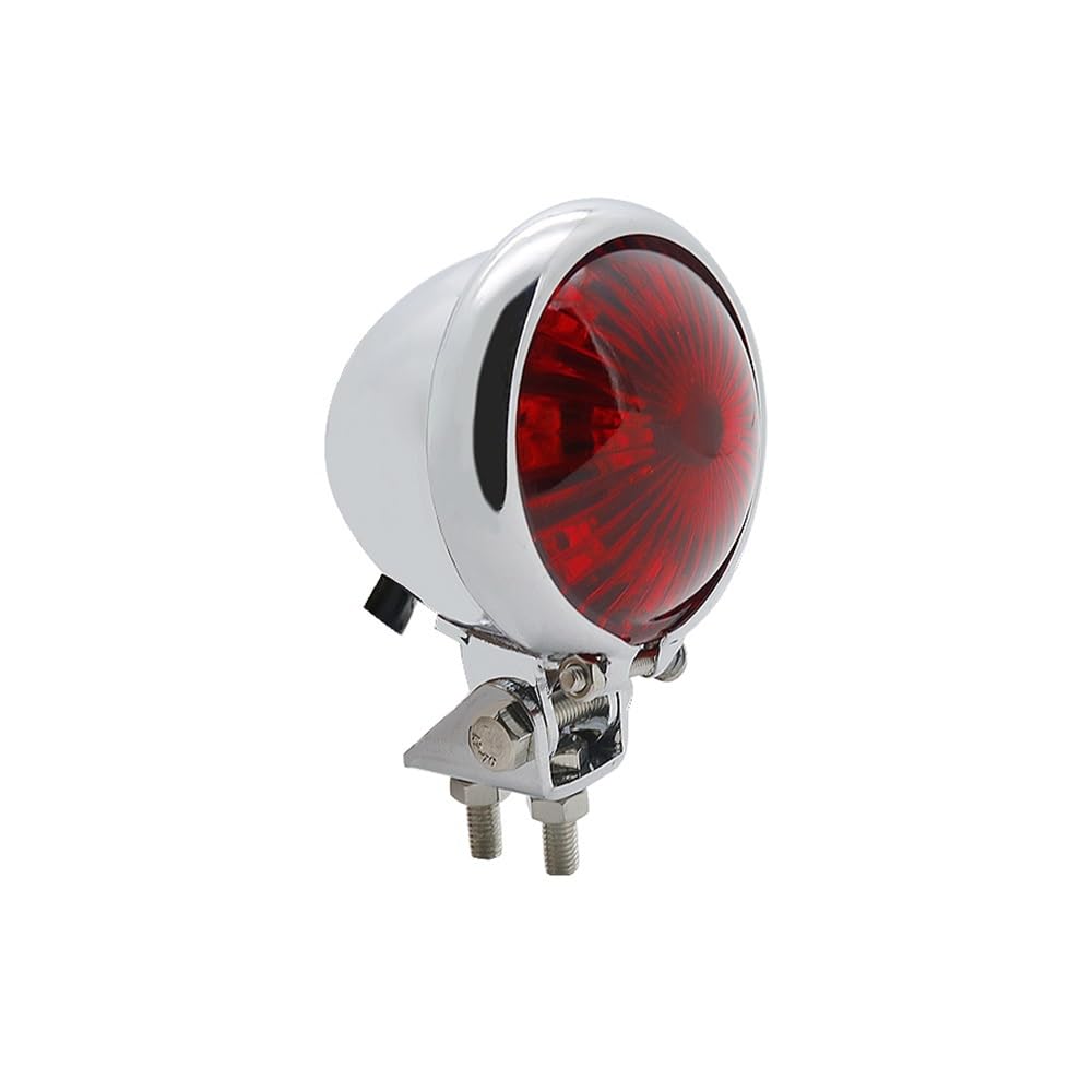 Luce Posteriore A LED Da 12 V Moto Freno Stop Chopper Bobber Cafe Racer Strada Fanale Stop Luci Freno(Red Silver)