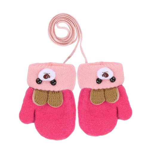 PENINSULA LOVE Toddler Winter Thermal Gloves Warm Knit Mittens Baby String Plush Gloves 1-3Year