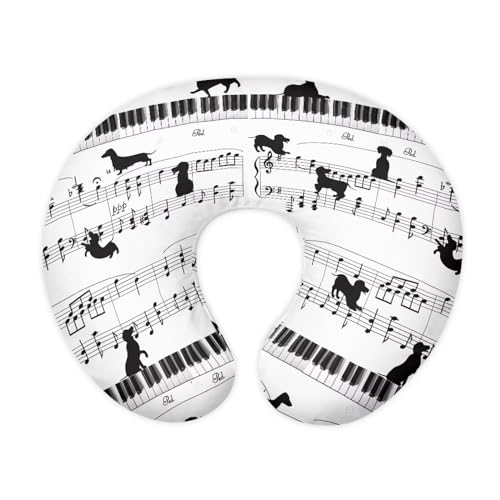 Suhoaziia Dachshund Piano Newborn Nursing Pillow Case with Hidden Zipper Soft Portable Replacement Pillow Cover for Bottle and Breastfeeding, Easy to Put On & Remove
