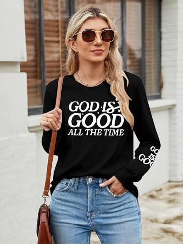 Long Sleeve Shirts for Women - Womens Christian Graphic Tees Religious Sayings Inspirational Tee Tops4
