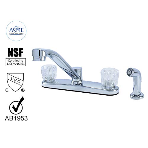 Wmf-8238Zm-Cp - Hybrid Metal Deck Kitchen Sink Faucet Acrylic Double Handle Washerless Cartridge With Side Spray (Chrome Finish) #TOP1