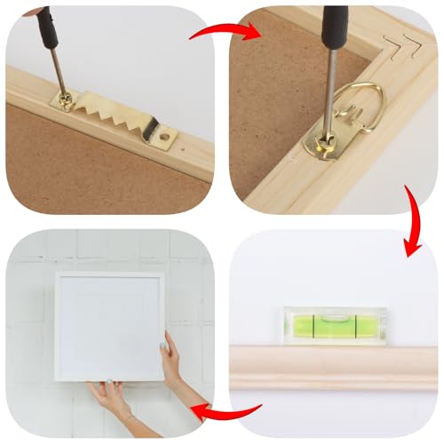 Image of 251Pcs Picture Hanging Kit, Include 50 Sawtooth Picture Hangers, 50 D Rings, 150 Screws and 3.6m Wire Ropes, Heavy Duty Picture Frame Hanging Hardware for Wall Artworks Frame Canvas Mounting