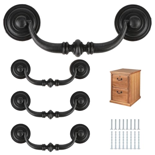 Poignées de commode de style shabby chic en fer noir de haute qualité - 2