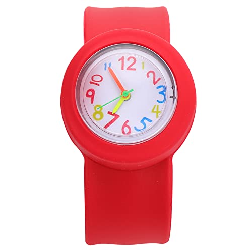 Montre pour Enfants Slap Bracelet Watch Fun Fashion Slap-on Watch - Montre de pour Enfants Montre-Bracelet en Silicone pour Enfants Garçons Filles - Rouge