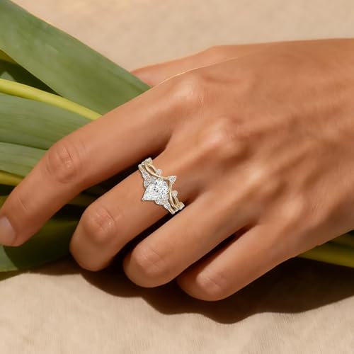 Moissanite Engagement Rings Set 1CT-4CT 925 Sterling Silver 10K Gold Custom Heart/Round/Teardrop/Oval Women Promise Ring Jewelry Gift for Wife/Mother2