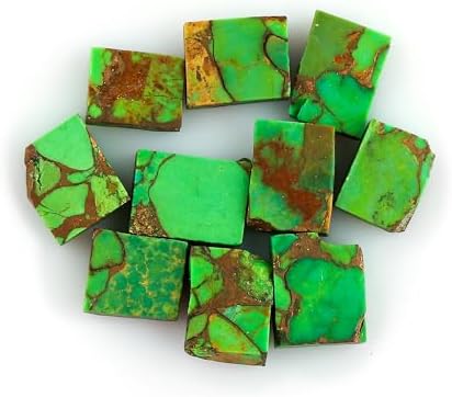 CRYSTALIS 10pcs Natural Green-Turquoise 8-12mm, Raw Crystals, Loose Gemstone Wholesale Bulk Rough Jewelry Making Supply, Chakra And Healing Stones, Wire Wrapping, DIY, Tumbling, Gem Collection
