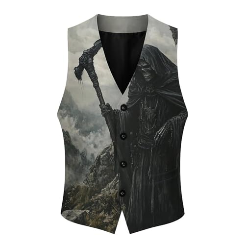 Grim Reaper in The Mountain Men's Suit Vest Slim Fit V-Ncek Waistcoat Business Casual Vest4