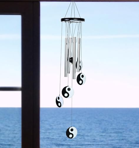 Image of ZAICUS Wind Chimes for Balcony - Elegant Wind Chime for Home Positive Energy - Yin-Yang Metal Tube Wind Chimes for Living Room, Garden, Patio & Meditation Space