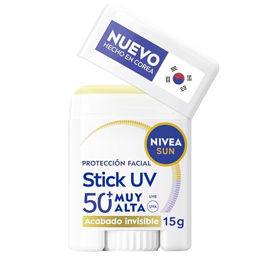 NIVEA SUN - Stick UV Tacto Sedoso SPF 50+ - Protección Solar Facial Experta - Zonas Delicadas del Rostro - Invisible, Resistente al Sudor y Sin Perfume - Todo Tipo de Piel - 15 g