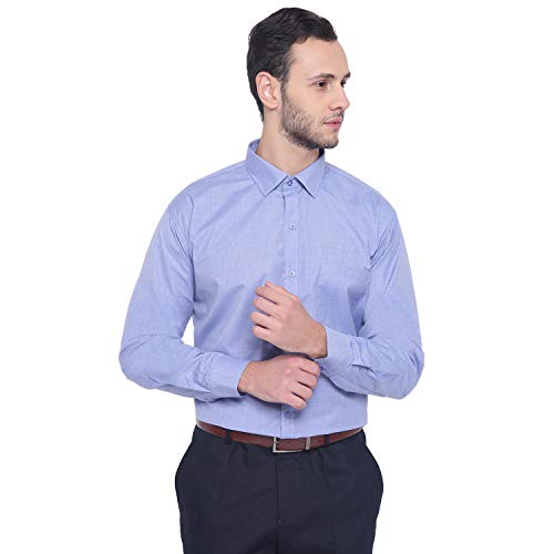 Image of MANQ Men's Regular Fit Cotton Formal Shirt, Full Sleeves, Spread Collar, Button-Down, Office, Business & Casual Wear