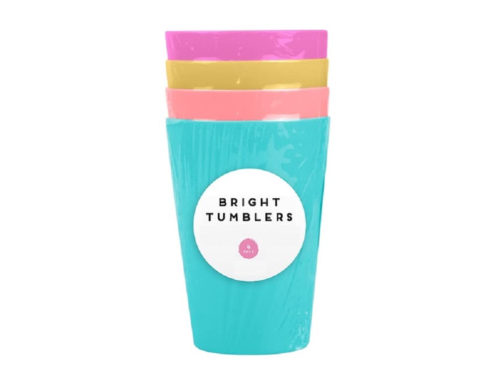 LR Supplies 4 Plastic Tumblers Reusable Beaker Cup Travel Camp Picnic Party Drinks Glasses