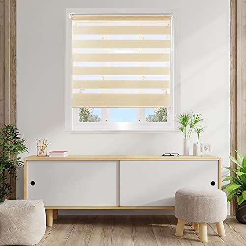 Persiana para Janela Rolo Zebra Tecido Duplo com Faixas Opacas e Transparentes L 1,40 m x A 1,60 m,