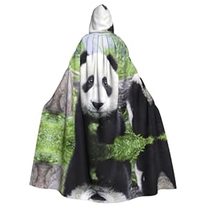 FHIZOAL Adorable cape à capuche panda marchant sur la prairie pour Halloween, Noël, sorcière, vampires, faucheuse, costumade, fête