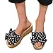 JSLOOO Fashion Bow Polka Dots Platform Sandals for Womens Open Toe Wedge Heel Shoes Summer Slip on Comfortable Beach Vacation Slippers Black