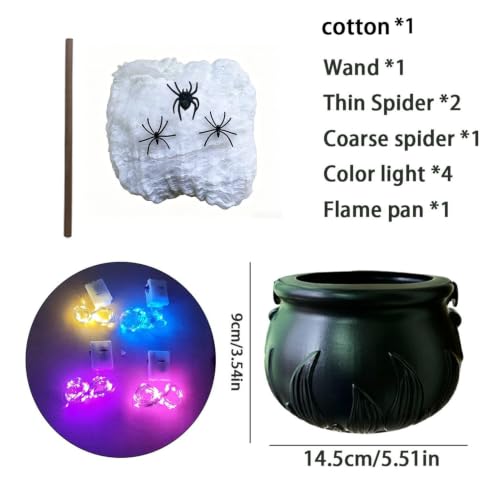 Caldero de Halloween iluminado con decoraciones mágicas para fiestas infantiles y familiares 7
