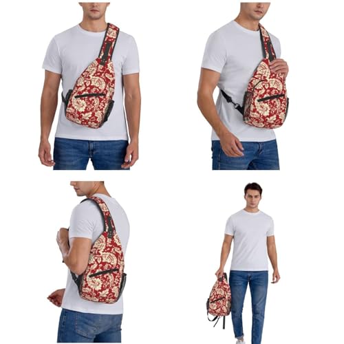 Image of Crossbody Bag Sling Bag Backpack Chest Bags Shoulder Bag for Women Men Boho-Red Paisley 1