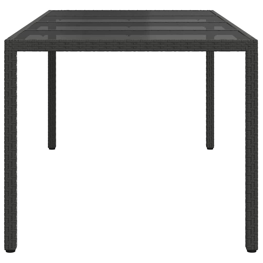 Stół ogrodowy, czarny, polirattan, 190 x 90 x 75 cm, stabilna, malowana proszkowo rama stalowa, na taras, do ogrodu, na balkon, do jedzenia, pikniku, dla rodziny, gości
