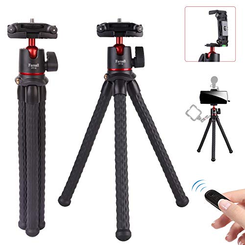 Phone Tripod,Famall All-in-one Flexible Camera Tripod Stand with Hidden Phone Mount for iPhone Canon Nikon Sony Cameras