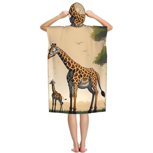 Poncho con capucha de jirafa para mujer capa larga de 110 cm con bolsillos 4