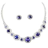 Fashion Jewelry ~ Blue Rhinestone Crystal Wedding Choker Necklace and Earrings for Women Teens...