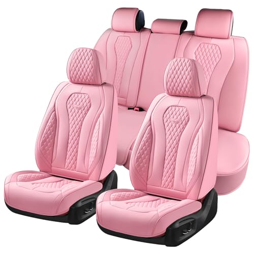 Image of Coverado Car Seat Covers Full Set, Pink Seat Covers, Waterproof Car Seat Cover, Car Seat Cushion, Car Seat Covers Front Seats Back Seat Covers, Car Seat Protector Universal Fit Most Cars