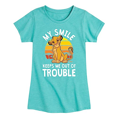 Disney The Lion King - Simba - My Smile Keep Me Out of Trouble - Toddler & Youth Girls Short Sleeve Graphic T-Shirt