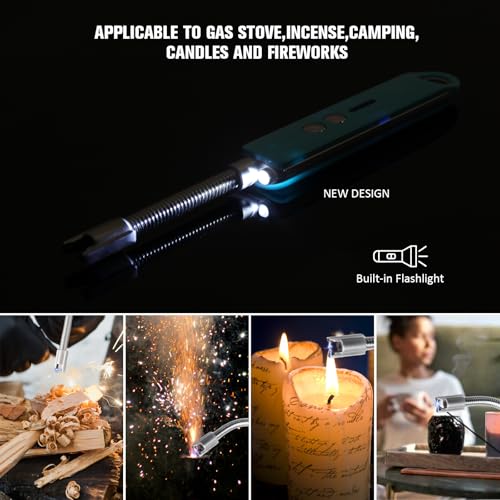 Encendedor eléctrico recargable USB con cuello flexible azul miniatura 6