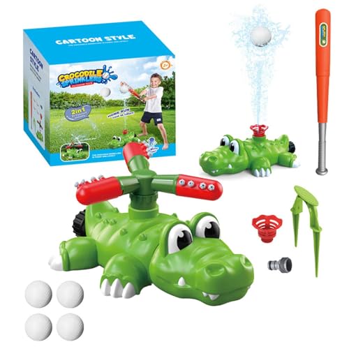 Arroseur crocodile de baseball rotatif 360° pour jeux d'eau extérieurs