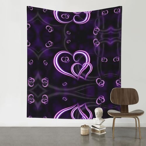 Tapisserie violette à cœurs pour relooker un dortoir étudiant sans peindre les murs
