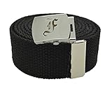 BodyJewelryOnline Old English Initial F Canvas Military Web Black Belt & Silver Buckle 60 Inch