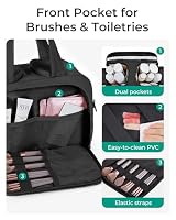 BAGSMART Travel Toiletry Bag, Lightweight Large Wide-open Travel Bag for Women, Puffy Cosmetic Makeup Bag Organizer with Handle for Accessories,Essentials, Toiletries, Black — image 2