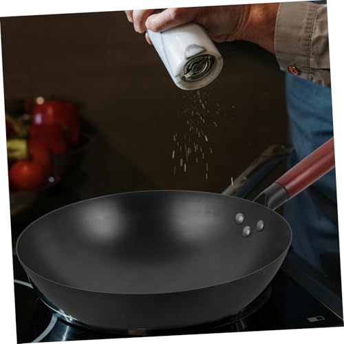 Wok de hierro tradicional antiadherente para cocina miniatura 4