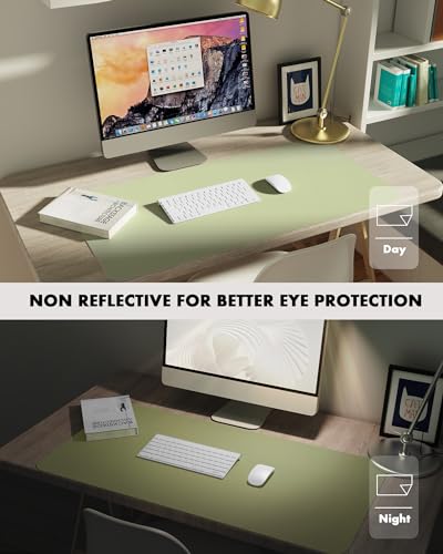 Image of YSAGi Double-Sided Desk Mat, 23.6 inchx13.7 inch Leather & Eco Cork Desk Protector, Large Mouse Pad & Writing Pad for Office /Home (Matcha Green /Cork)