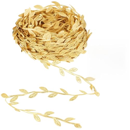 DOPENSPI Cinta de regalo de 20 m, hojas doradas, serpentinas artificiales, vides artificiales con hojas doradas, decoración de bodas para manualidades, bodas, fiestas, decoración