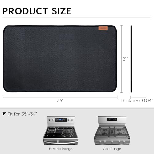 Image of Fireproof Electric Stove Top Cover, 36 inch Glass Stove Top Protector | 3-Layer Safe Material, Flame Retardant,Waterproof, Heat-Resistant Kitchen Mat, Flat Oven Cover Mat