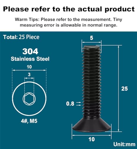 Drenky M5 Black Hex Socket Countersunk Bolts - Image 2