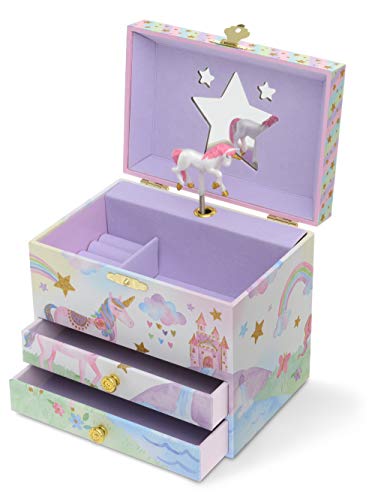 Jewelkeeper - met 2 uittrekbare lades, Glitter regenboog en Sterren eenhoorn ontwerp - de eenhoorn Tune - Image 7