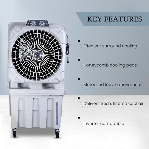 Image of Cine Gold Hummer 150 LTR Heavy Duty Desert Air Cooler For Home /Office With Honeycomb Cooling & Auto Swing Technology, Powerful Air Throw & 3-Speed Control Light Grey