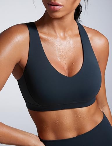 Image of CRZ YOGA Butterbreeze Cross Back Sports Bras | Medium Support, Removable Pads, Training, Fast Dry, Scoop Neck, Cut-Out, Adjustable Wide Straps, for Women