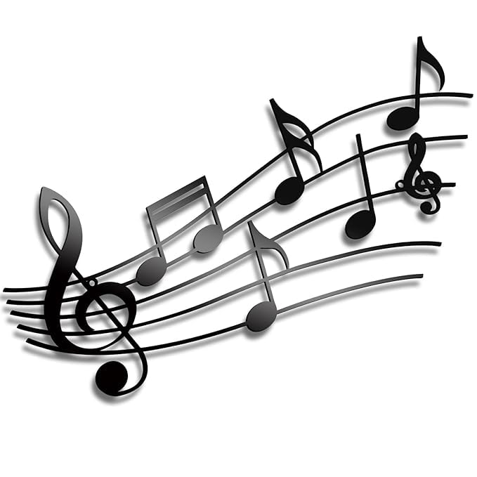 BLIND SHOP Music Note Wall Decor - Vintage Metal Music Notes Wall Art for Living Room, Bedroom, Front Porch - Black Hanging Sign (40x21x1.5 CM)-image-21