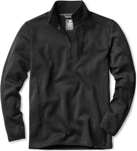 CQR Men's Quarter Zip Utility Fleece Pullover, Outdoor Casual Thermal Sweater, Chest Zipper Pocket, Mock Neck Long Sleeve3