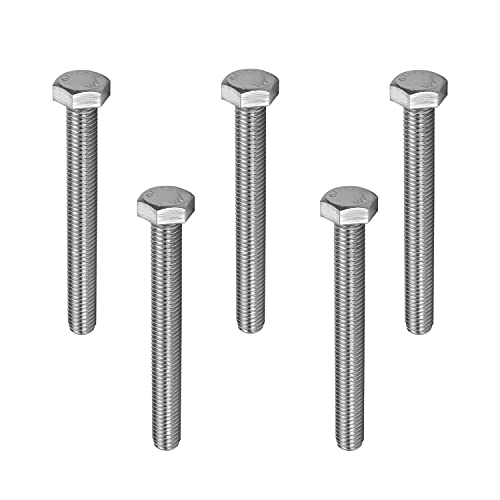 Image of Bettomshin 5Pcs M8 x 70mm Hex Bolts, 304 Stainless Steel 1.25mm Thread Pitch Fully Threaded Metric Hex Head Screw Bolts, Hexagon Screw Bolt, Hex Tap Bolts, Silver (Overall Size 75.45x13x13mm)