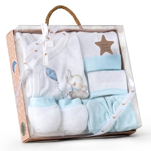 Interbaby Conjunto presente bebé 5 peças, modelo elefante, azul