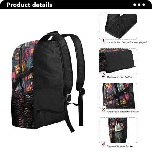 AIXIWAWA Lightweight Hiking Backpacks Tiki Pattern Print, Foldable Waterproof Daypack for Commute Travel4