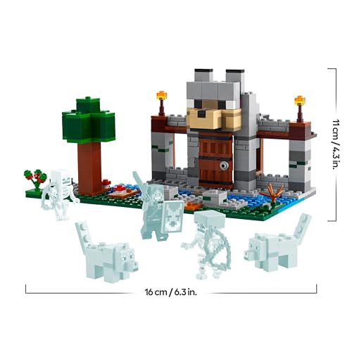 LEGO Minecraft La Forteresse du Loup - Jouet Château avec Personnage, 2 Figurines de Squelettes & 2 Loups - Accessoires Dont Une Table de Fabrication - Cadeau pour Gamer, Garçon ou Fille 8 Ans 21261