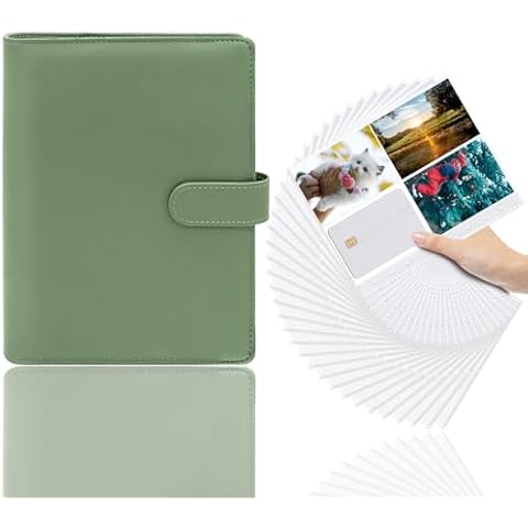 A5 Refillable 6 Ring Faux Leather Budget Binder & 50 Pack 400 Pockets 6 Ring A5 Planner Binder Inserts, Double-Side Photocard Sleeves for Kpop Photocard Binder Cover